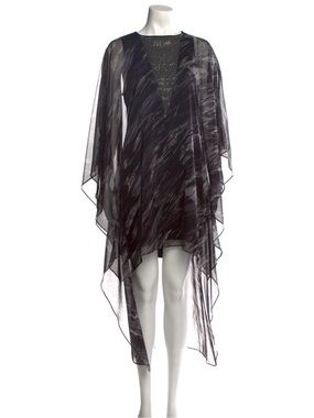 Halston Heritage Black Sheer Asymmetrical Overlay Dress